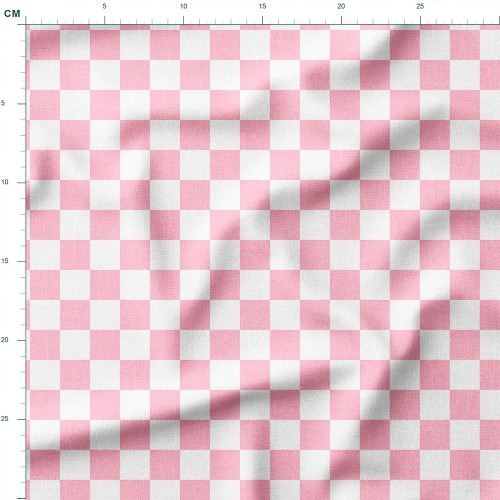 Tkanina bawełniana Pastelowa malinowa szachownica – tkanina drukowana na metry