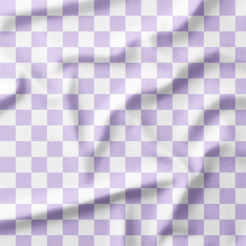 Tkanina bawełniana Pastelowa fioletowa szachownica – tkanina drukowana na metry