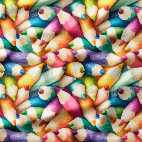 Tkanina bawełniana Kolorowe kredki w ciasnym stosie – tkanina drukowana na metry