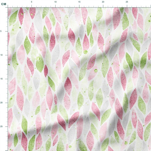 Single Jersey z elastanem Akwarelowe listki w rzędach