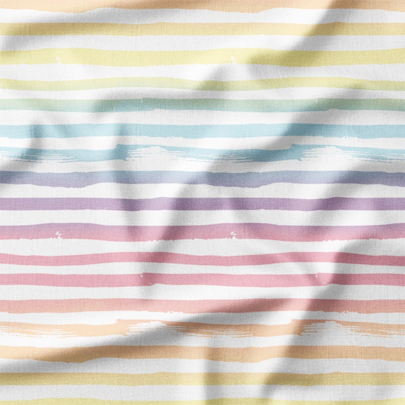 Malowane pastelowe pasy ombre – single jersey z nadrukiem