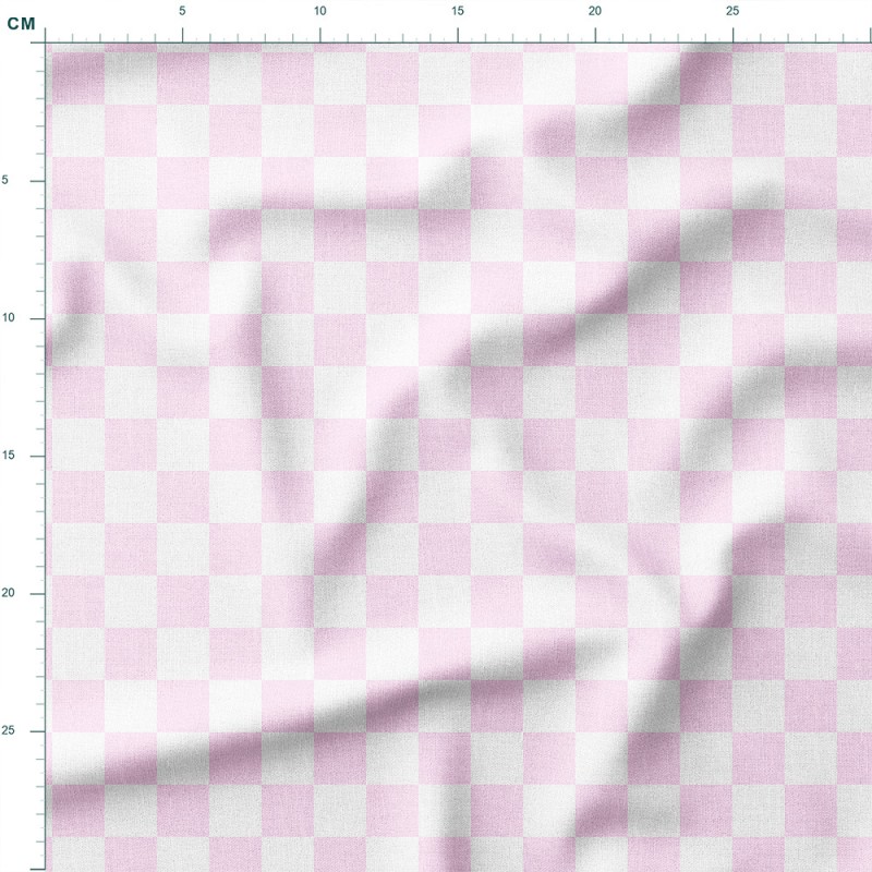 Single Jersey z elastanem Pastelowa jasnoróżowa szachownica – dzianina drukowana na metry