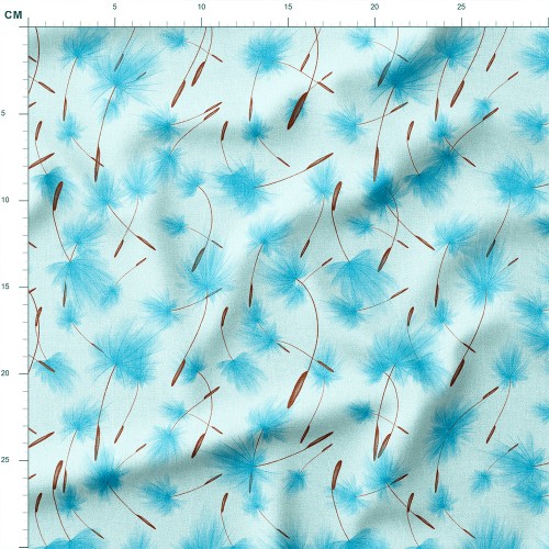 Drelich bawełniany Dmuchawce niesione wiatrem na błękicie – tkanina drukowana na metry