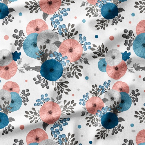 Drelich bawełniany Bukiety kwiatów w róż