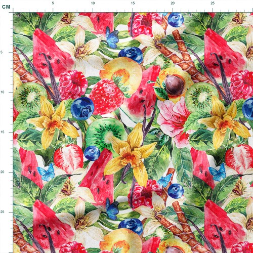 Drelich bawełniany Akwarelowe owoce