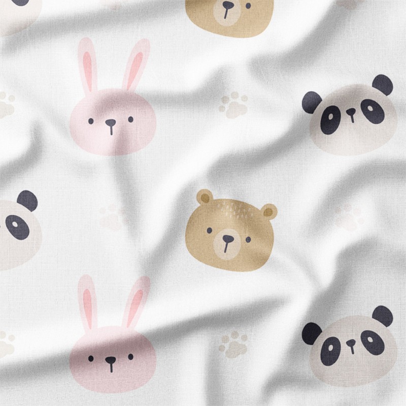 misia i króliczka z łapkami – tkanina drukowana na metry