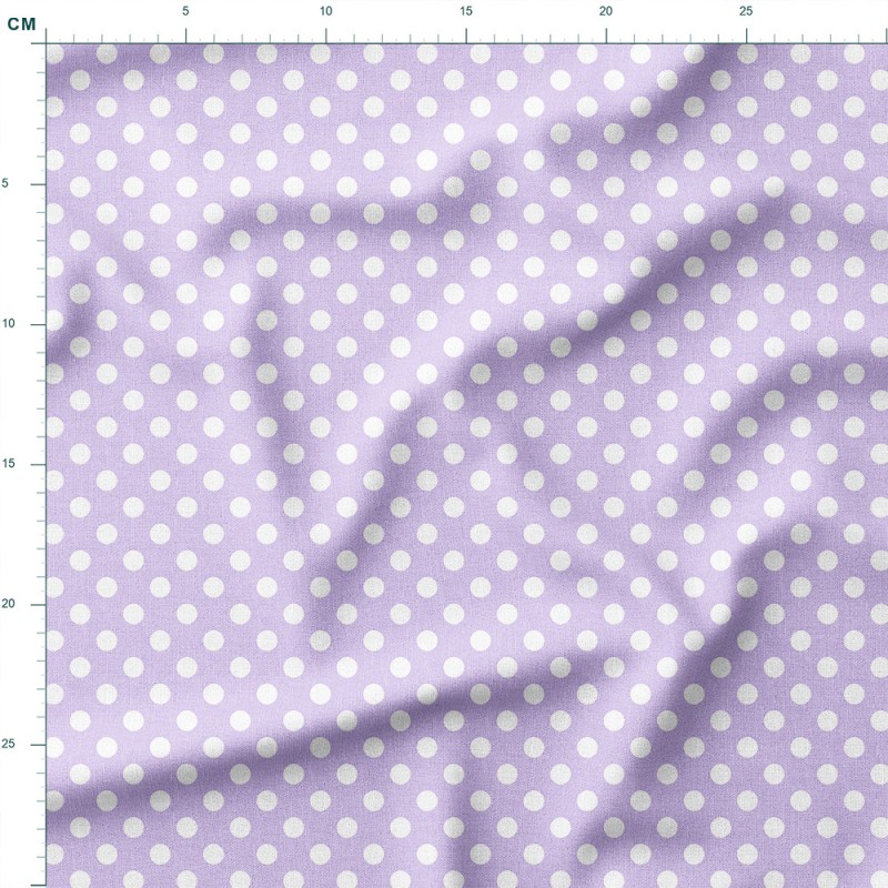 Drelich bawełniany Klasyczne białe groszki na pastelowym fioletowym tle – tkanina drukowana na metry