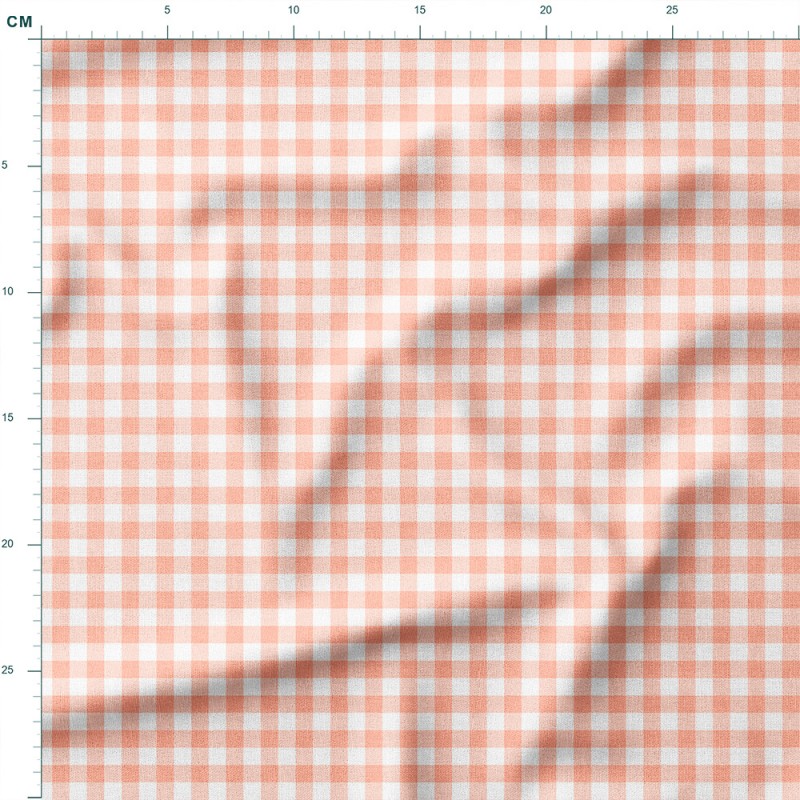 Drelich bawełniany Pastelowa brzoskwiniowa kratka gingham – tkanina drukowana na metry