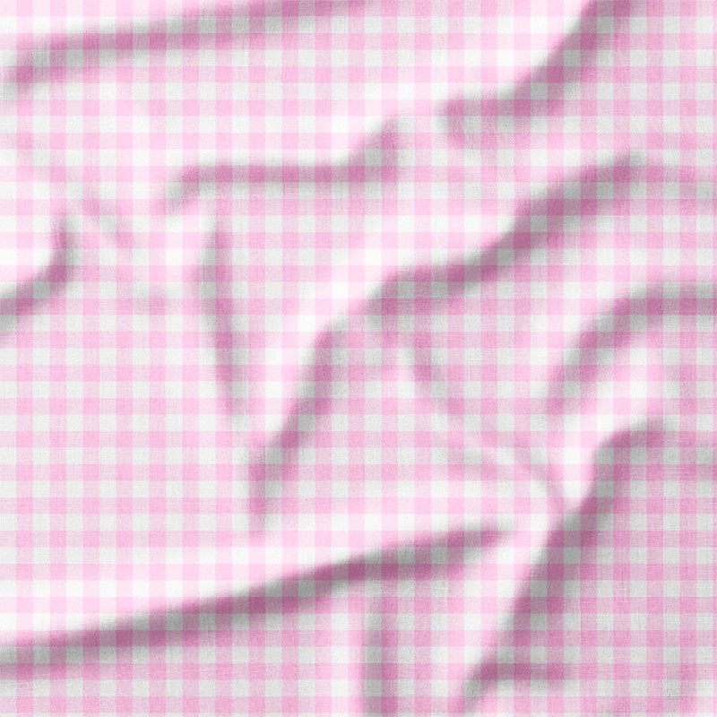 Pastelowa jasnoróżowa kratka gingham – drelich bawełniany z nadrukiem