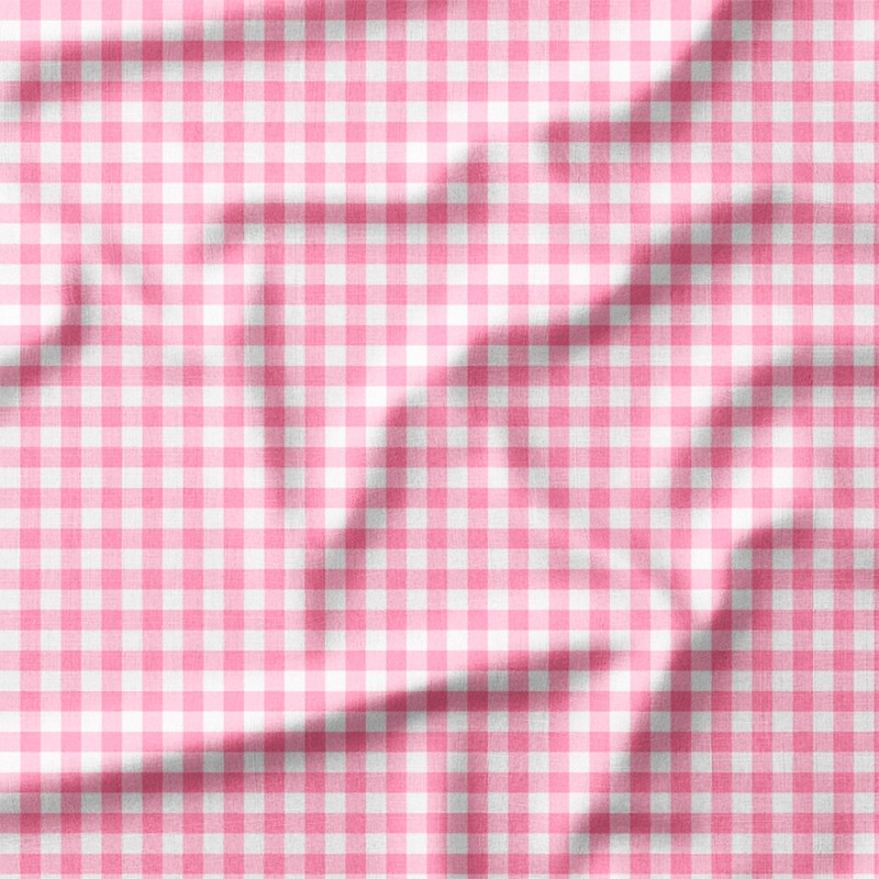 Pastelowa różowa kratka gingham – drelich bawełniany z nadrukiem