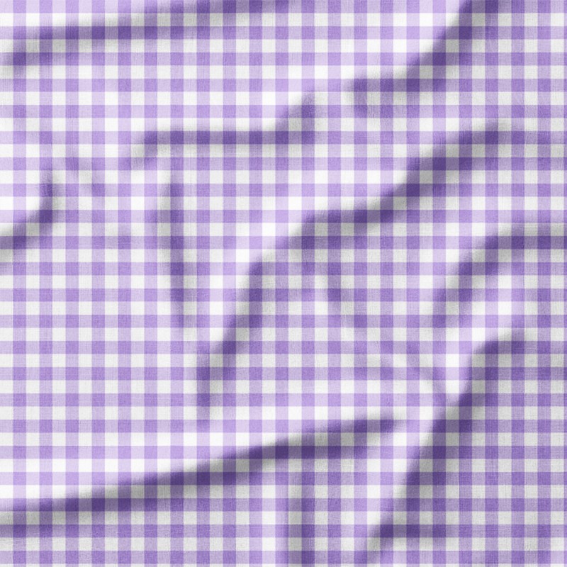 Pastelowa fioletowa kratka gingham – drelich bawełniany z nadrukiem