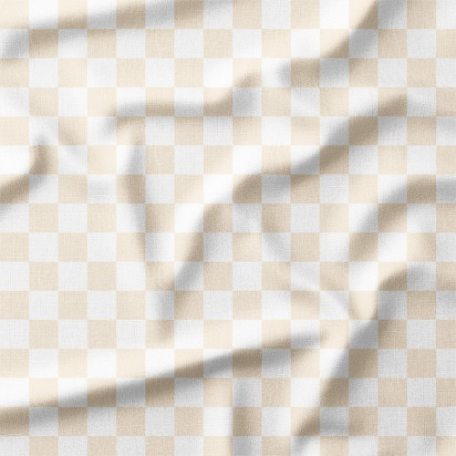 Drelich bawełniany Pastelowa beżowa szachownica – tkanina drukowana na metry
