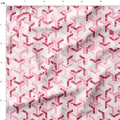 Tkanina Panama Różowa geometryczna plecionka 3D – tkanina drukowana na metry