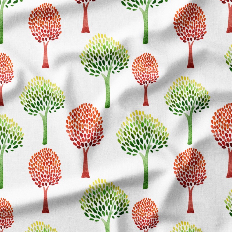 Kolorowe drzewka akwarela na białym tle – Panama z nadrukiem