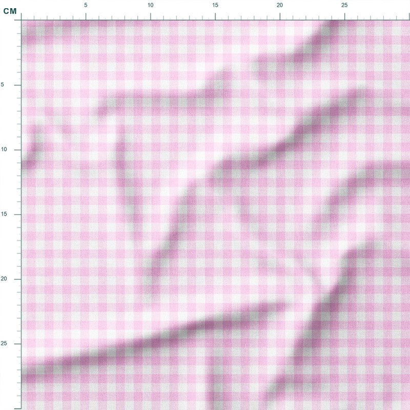 Tkanina Panama Pastelowa jasnoróżowa kratka gingham – tkanina drukowana na metry