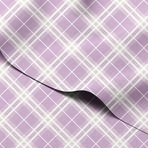 Tkanina wodoodporna Oxford Fioletowa krata tartan po skosie – tkanina drukowana