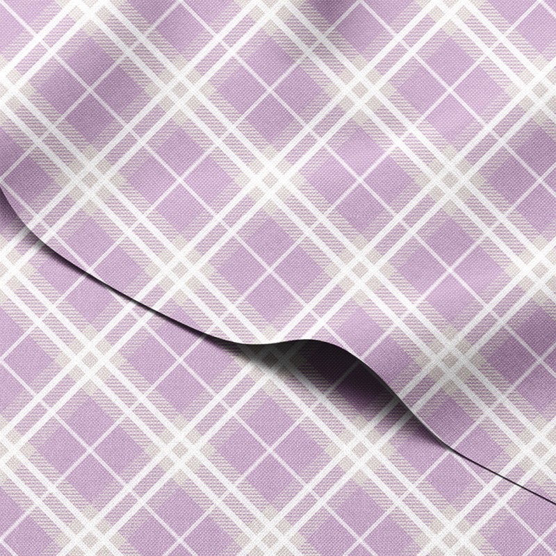 Tkanina wodoodporna Oxford Fioletowa krata tartan po skosie – tkanina drukowana