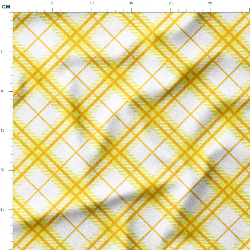Tkanina wodoodporna Oxford Żółta krata na skos – tkanina drukowana na metry