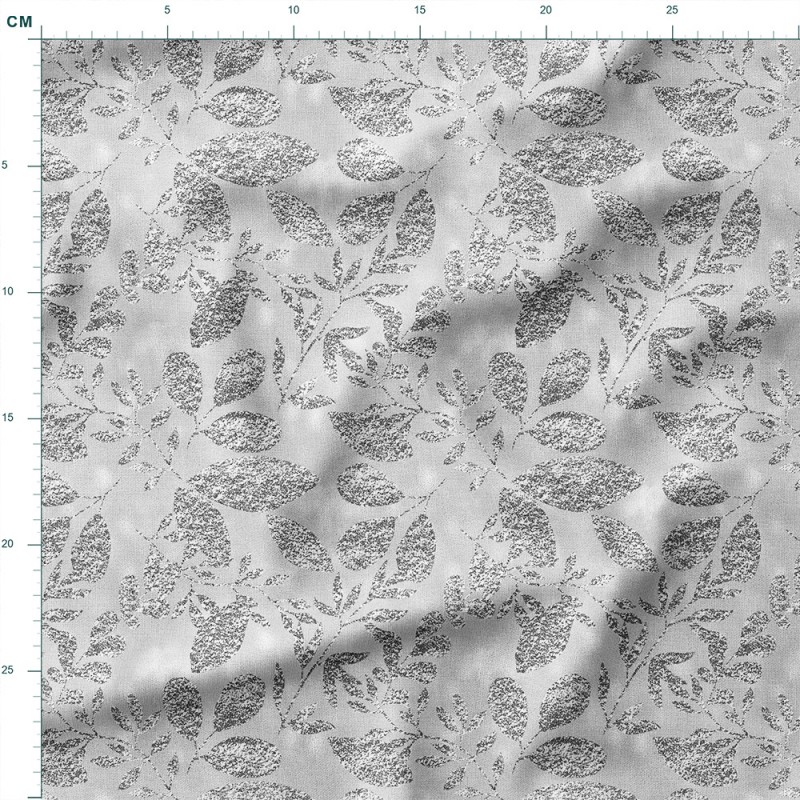 Tkanina wodoodporna Oxford Teksturowane liście na szarym tle – tkanina drukowana na metry
