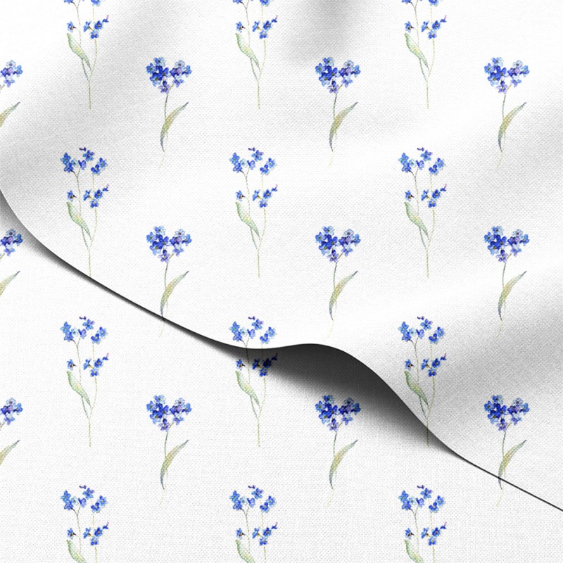 Tkanina wodoodporna Oxford Niezapominajki na gałązkach akwarela – tkanina drukowana