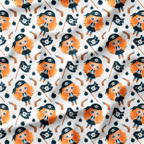 Rudowłose piratki z flagą i pistoletami – Oxford z nadrukiem