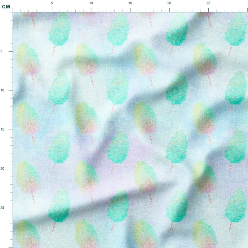 Tkanina wodoodporna Oxford Miętowa wata cukrowa na pastelowym tle – tkanina drukowana na metry