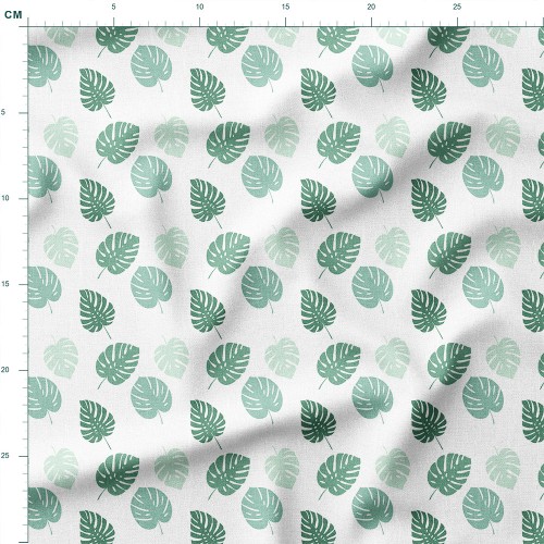 Tkanina wodoodporna Oxford Liście monstery w trzech odcieniach zieleni – tkanina drukowana
