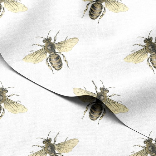 Tkanina wodoodporna Oxford Pszczoły w stylu rycin entomologicznych – tkanina drukowana