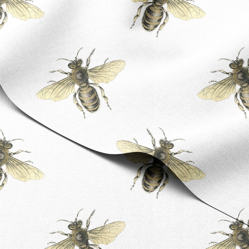 Tkanina wodoodporna Oxford Pszczoły w stylu rycin entomologicznych – tkanina drukowana