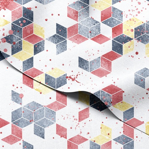 Tkanina wodoodporna Oxford Kostki 3D w czerwieni