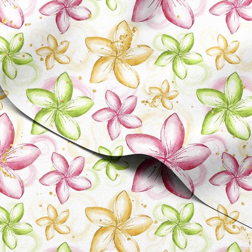 Tkanina wodoodporna Oxford Akwarelowe frangipani w różu