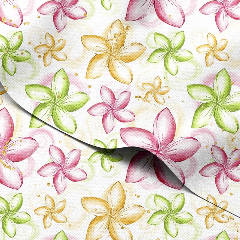 Tkanina wodoodporna Oxford Akwarelowe frangipani w różu
