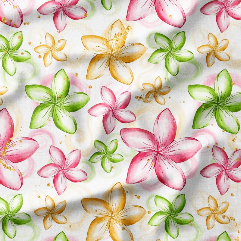Tkanina wodoodporna Oxford Akwarelowe frangipani w różu