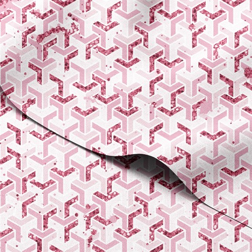 Tkanina wodoodporna Oxford Różowa geometryczna plecionka 3D – tkanina drukowana
