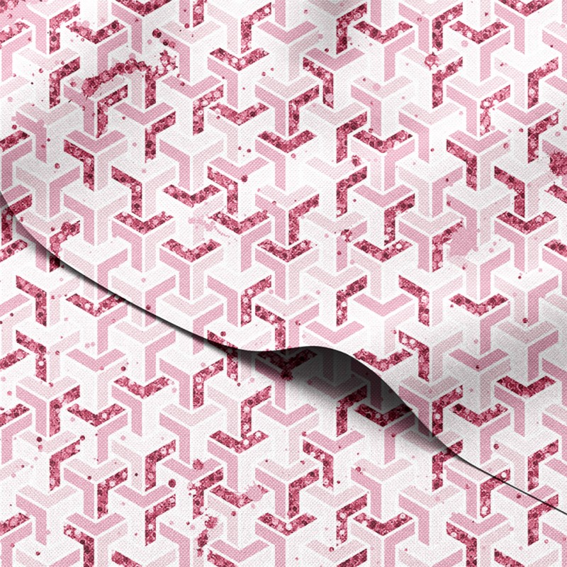 Tkanina wodoodporna Oxford Różowa geometryczna plecionka 3D – tkanina drukowana