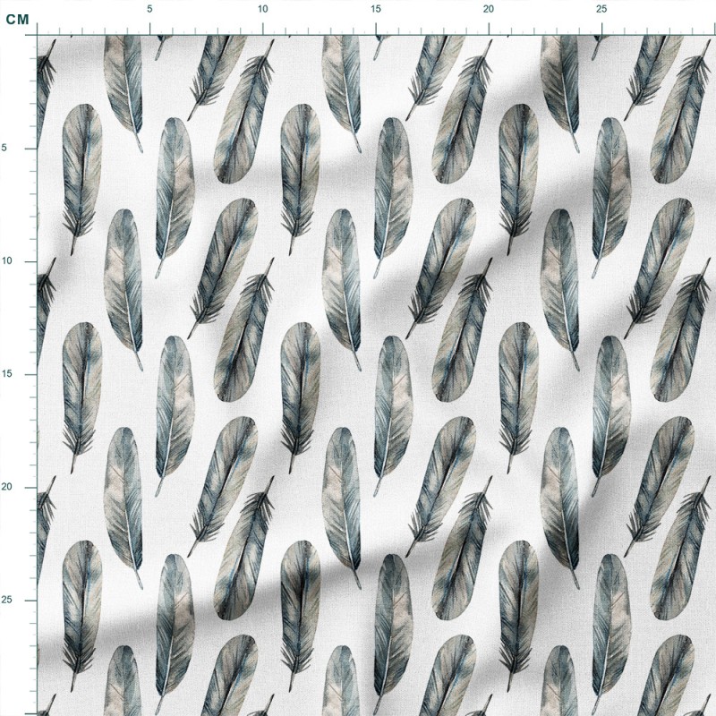 Tkanina wodoodporna Oxford Akwarelowe pióra w odcieniach szarości – tkanina drukowana na metry