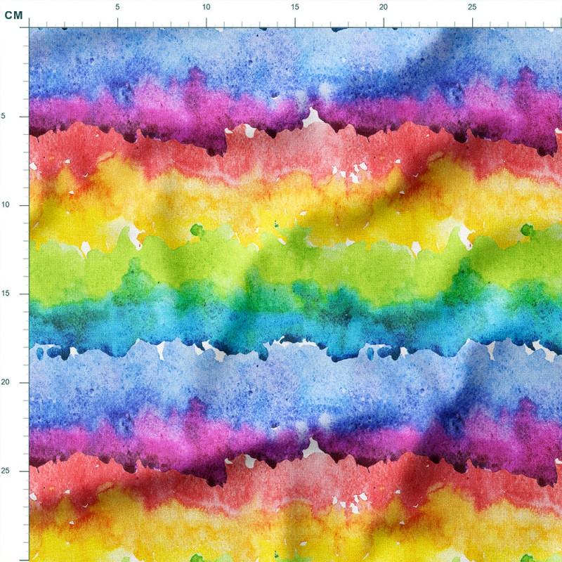 Tkanina wodoodporna Oxford Tęczowe pasy akwareli – tkanina drukowana na metry