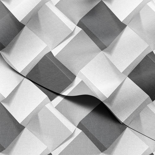 Tkanina wodoodporna Oxford Szachownica kostek 3D w odcieniach szarości – tkanina drukowana