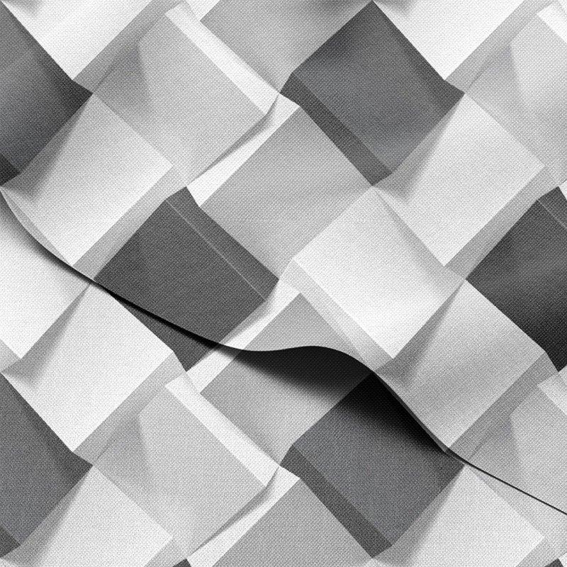 Tkanina wodoodporna Oxford Szachownica kostek 3D w odcieniach szarości – tkanina drukowana