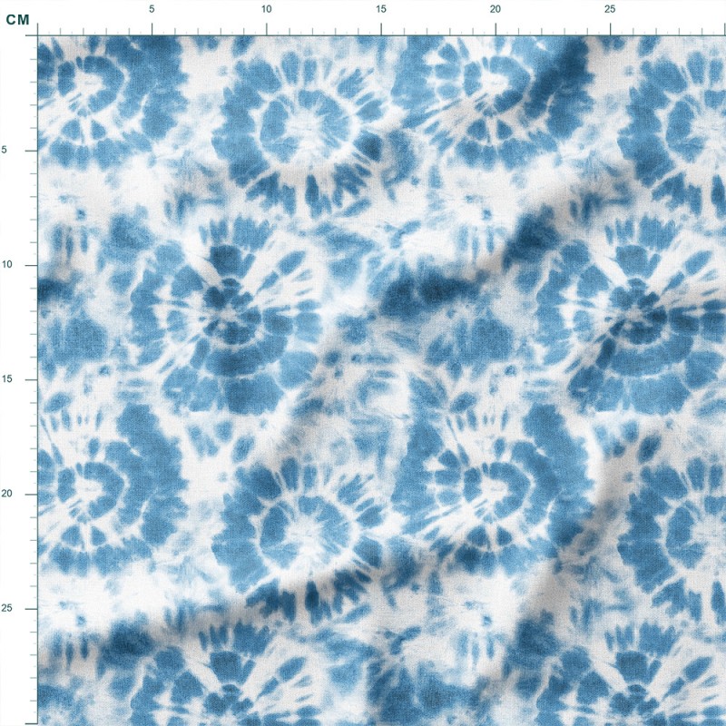 Tkanina wodoodporna Oxford Błękitne kręgi tie-dye – tkanina drukowana na metry