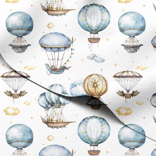 Tkanina wodoodporna Oxford Sterowce i balony w stylu steampunk – tkanina drukowana
