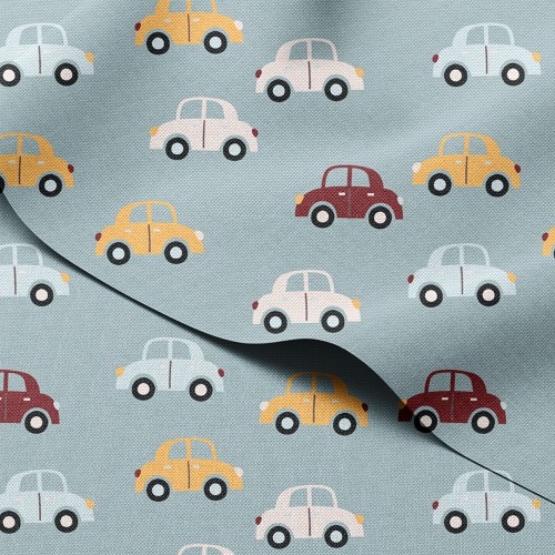 Tkanina wodoodporna Oxford Kolorowe samochodziki retro – tkanina drukowana