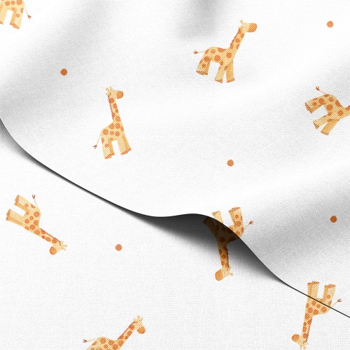 Tkanina wodoodporna Oxford Żyrafy i pomarańczowe groszki – tkanina drukowana