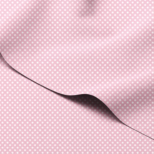 Tkanina wodoodporna Oxford Drobne białe groszki na pastelowym malinowym tle – tkanina drukowana