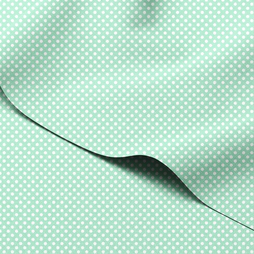 Tkanina wodoodporna Oxford Drobne białe groszki na pastelowym zielonym tle – tkanina drukowana