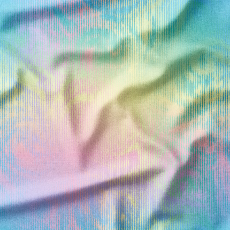Pastelowa holograficzna mgiełka w paski – len z nadrukiem
