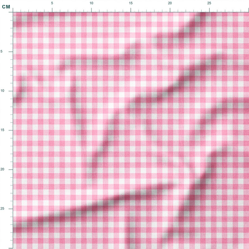 Tkanina lniana Pastelowa różowa kratka gingham – tkanina drukowana na metry