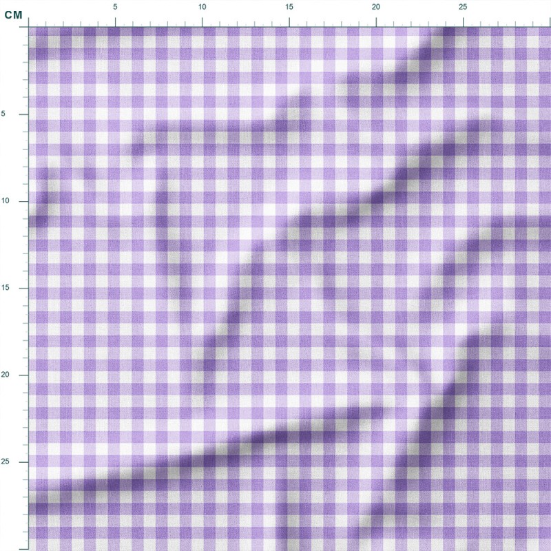 Tkanina lniana Pastelowa fioletowa kratka gingham – tkanina drukowana na metry