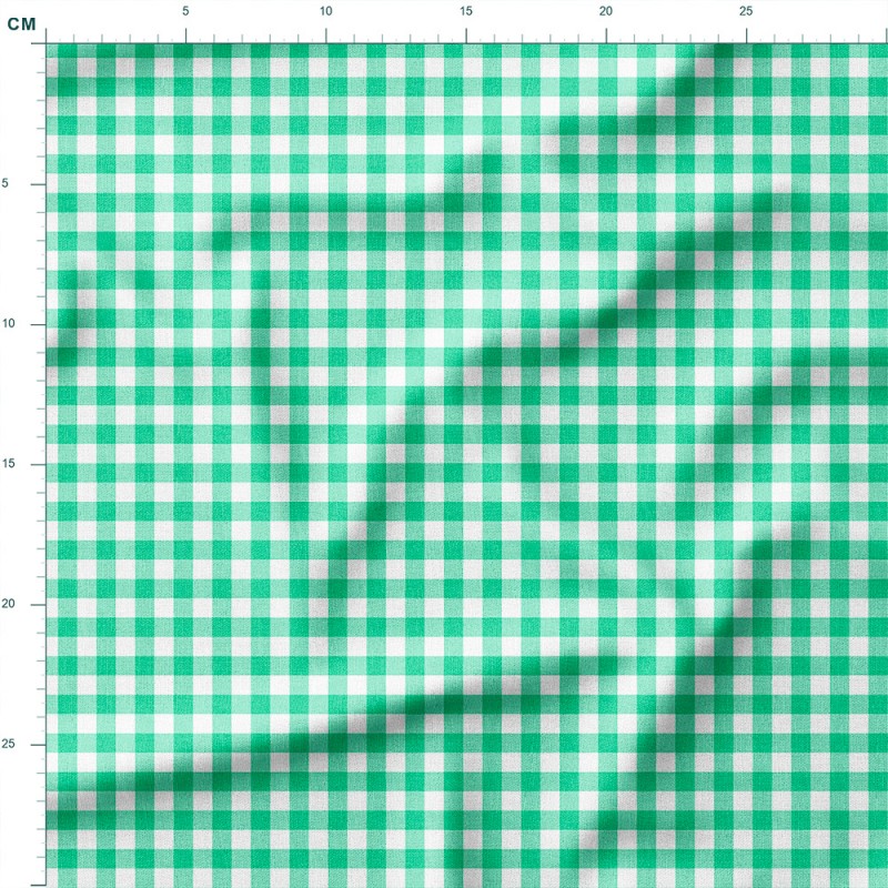 Tkanina lniana Pastelowa zielona kratka gingham – tkanina drukowana na metry