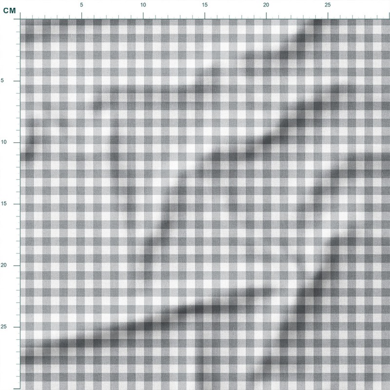 Tkanina lniana Pastelowa ciemnoszara kratka gingham – tkanina drukowana na metry